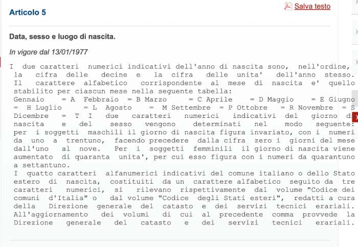 Lettera R nel codice fiscale corrispondente al mese di ottobre