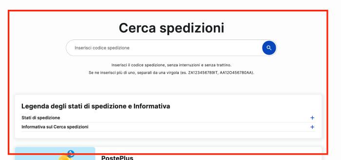 Cerca Spedizioni Poste Italiane per controllare quando arriva un pacco