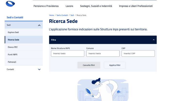 ricerca sede scrivi inps alla sede
